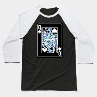 Queen of Spades Pixel Art Bright Negative Mode Baseball T-Shirt